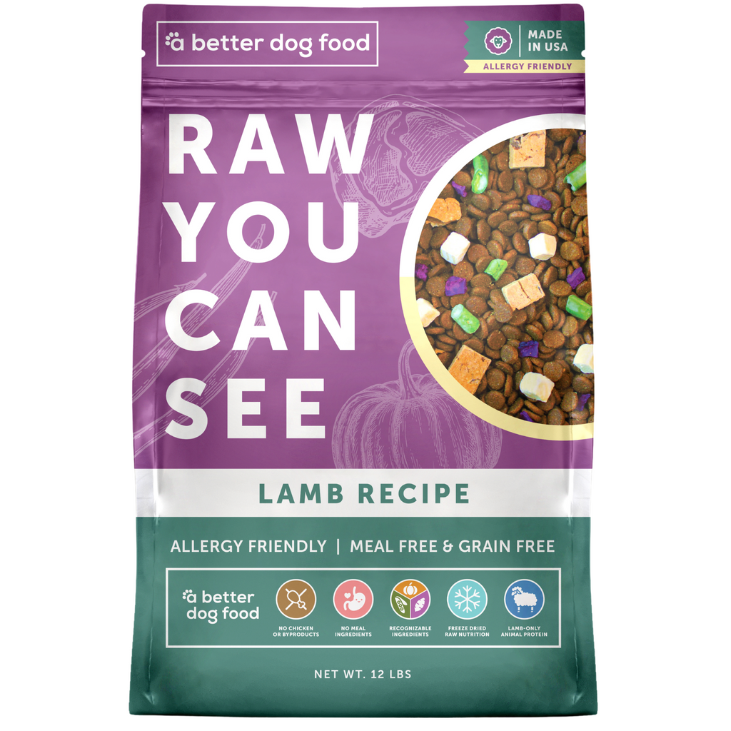 A Better Dog Food - Allergy Friendly Lamb | No Chicken, Only Lamb Animal Protein, No Meal Ingredients, Grain Free | Raw You Can See