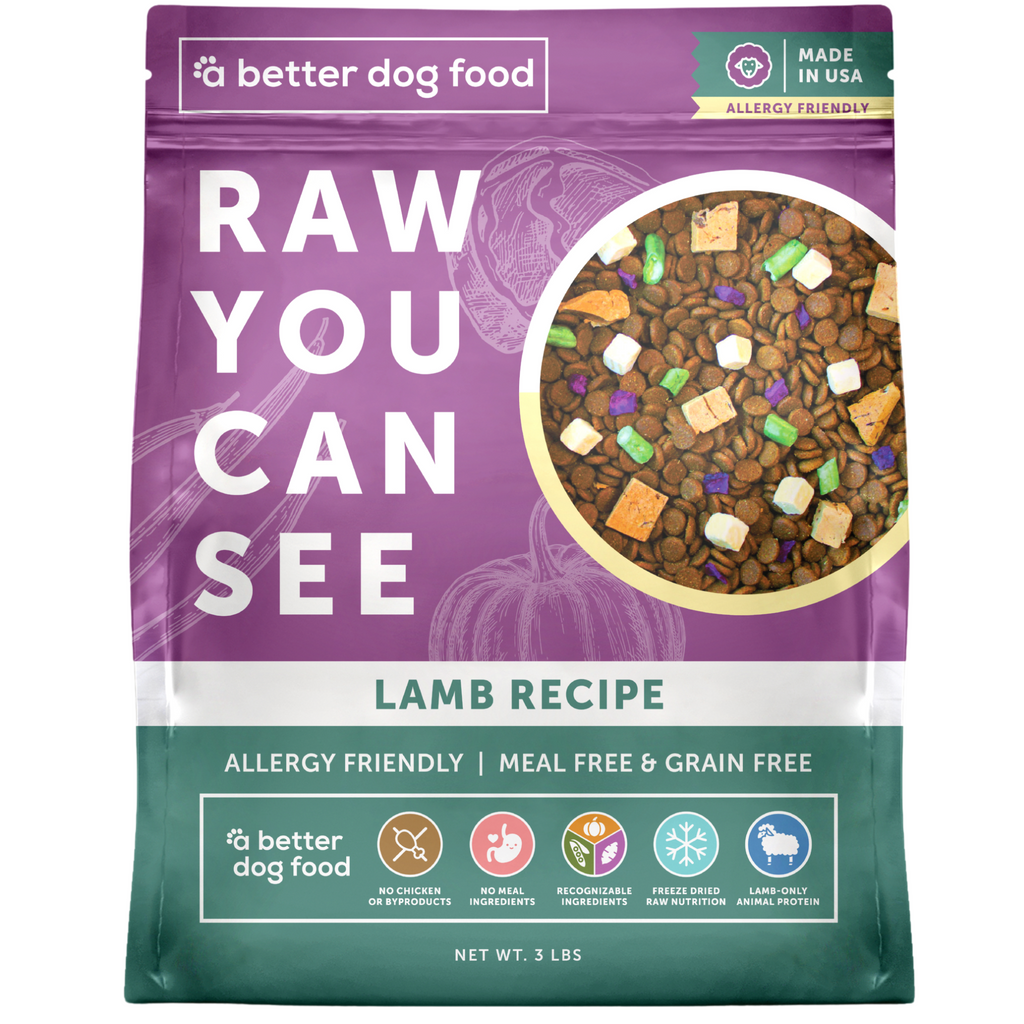 A Better Dog Food - Allergy Friendly Lamb | No Chicken, Only Lamb Animal Protein, No Meal Ingredients, Grain Free | Raw You Can See