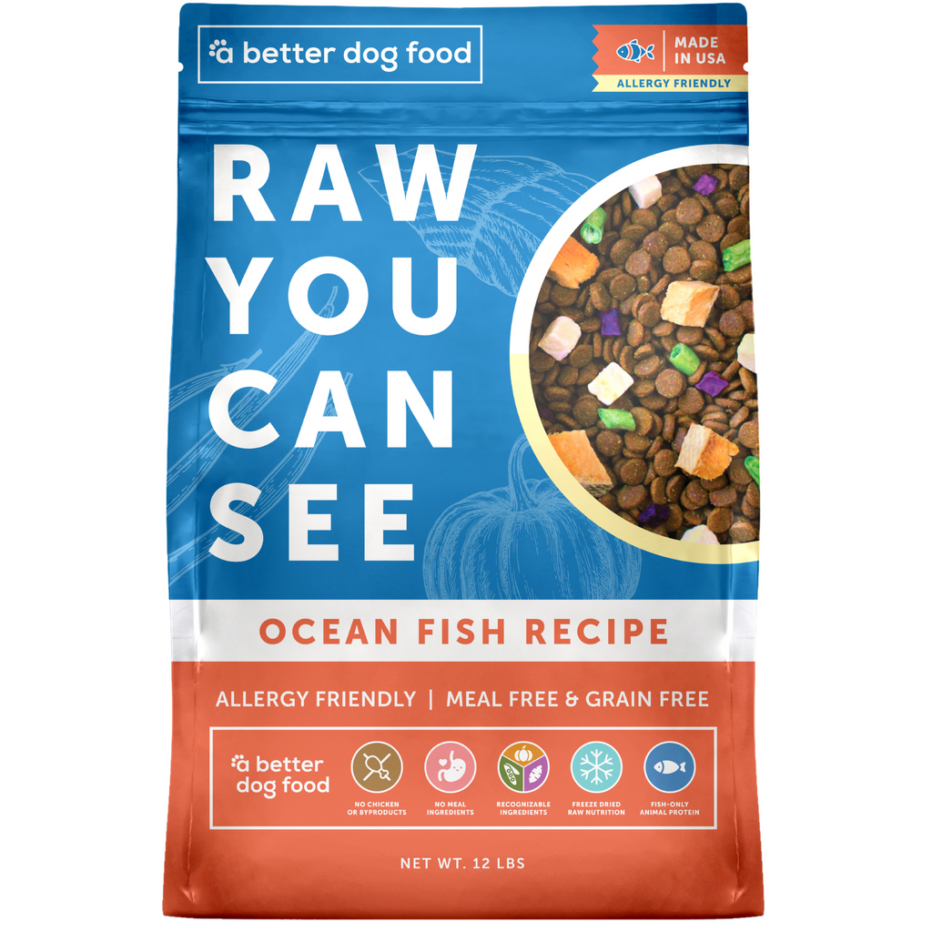 A Better Dog Food - Allergy Friendly Ocean Blend | No Chicken, Only Fish Animal Protein, No Meal Ingredients, Grain Free | Raw You Can See