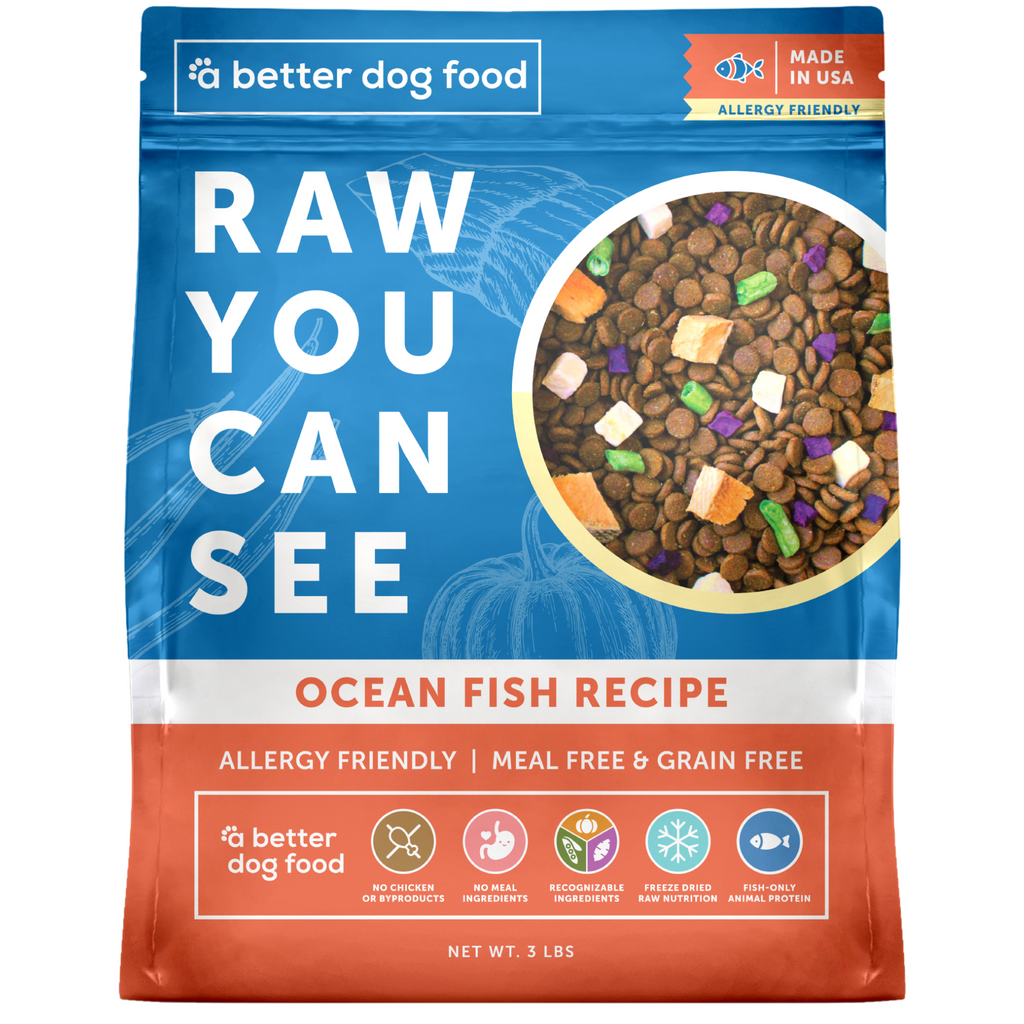 A Better Dog Food - Allergy Friendly Ocean Blend | No Chicken, Only Fish Animal Protein, No Meal Ingredients, Grain Free | Raw You Can See