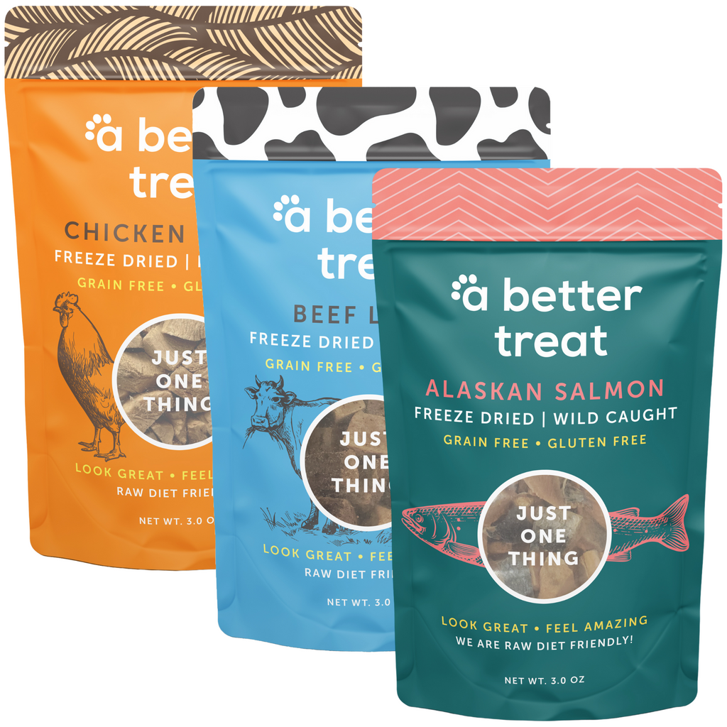 3 Pack - Freeze Dried Raw Salmon, Beef, Chicken Dog and Cat Treats